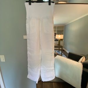 Athleta, size 4, white linen drawstring pants.